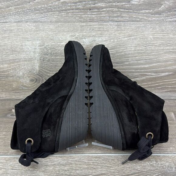 Fly London Yebi Black Suede Women’s Size 8.5/EU 39 Wrap Wedge Ankle Bootie - Picture 10 of 11